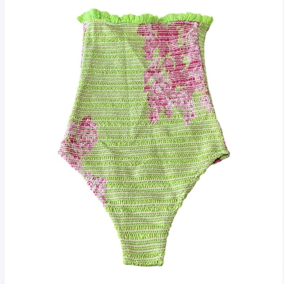 Rococo Sand Leia Bodysuit - Stretchy Smocked- green/pink - XS - Picture 3 of 11